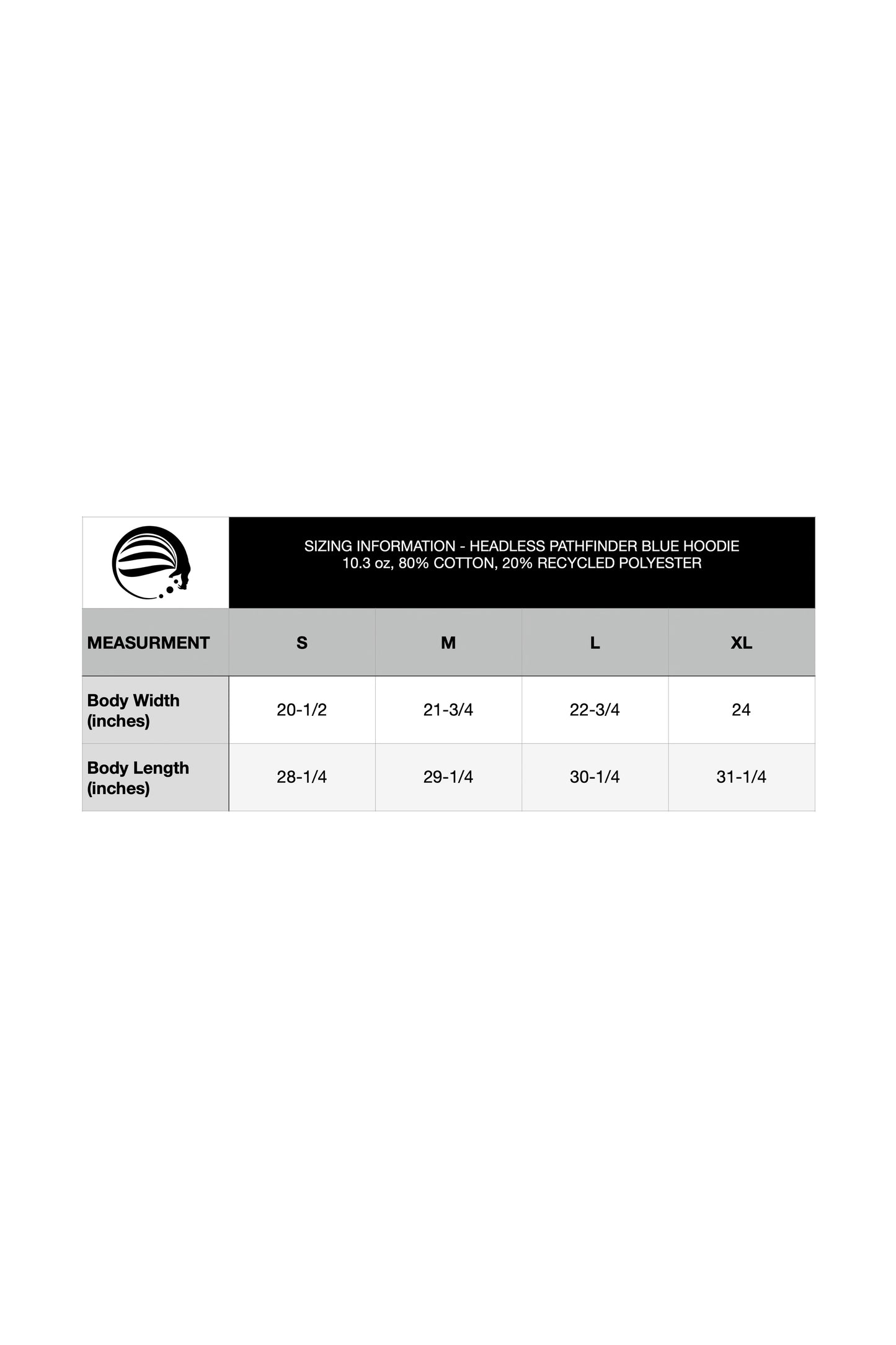 Sizing Guide of the Pathfinder Hoodie